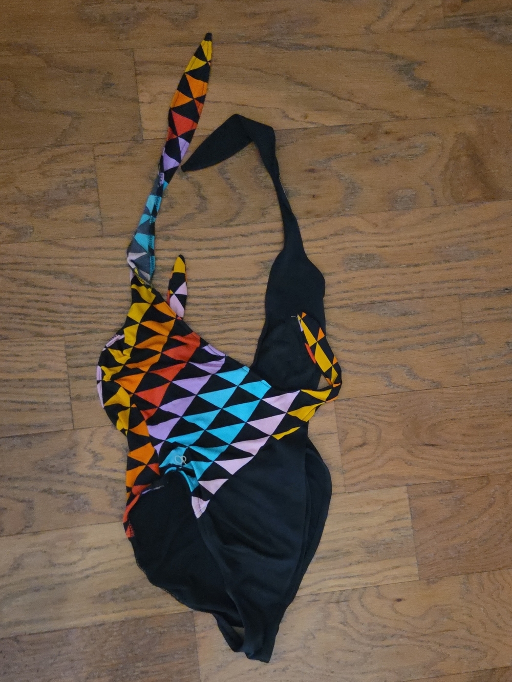 OPI Black One-Piece Swimsuit with Multicolor Geometric Print